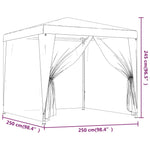 Partytelt Med 4 Sidevegger Av Netting 2,5X2,5 M Hvit