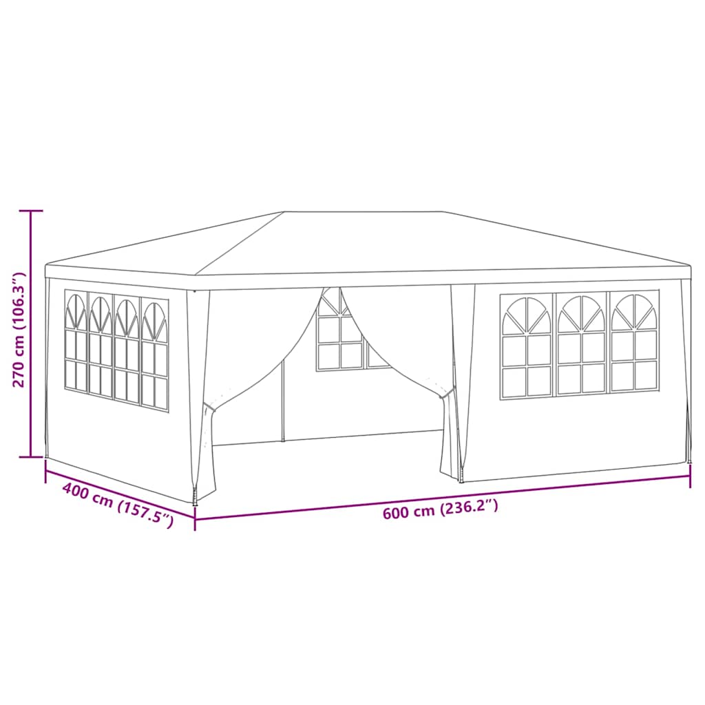 Profesjonelt Festtelt Med Sidevegger 4X6 M Antrasitt 90 G/M²