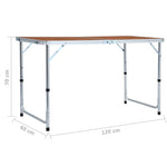 Sammenleggbart Campingbord Aluminium 120X60 Cm
