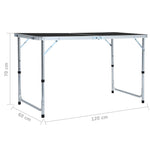 Sammenleggbart Campingbord Grå Aluminium 120X60 Cm