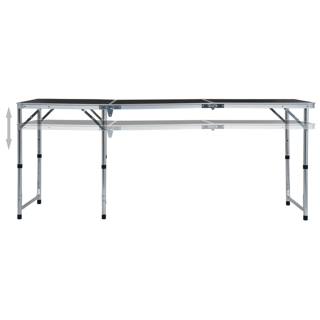 Sammenleggbart Campingbord Grå Aluminium 180X60 Cm