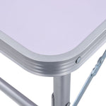 Sammenleggbart Campingbord Hvit Aluminium 60X45 Cm