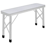 Sammenleggbart Campingbord Med 2 Benker Aluminium Hvit
