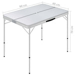 Sammenleggbart Campingbord Med 2 Benker Aluminium Hvit