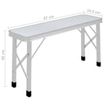 Sammenleggbart Campingbord Med 2 Benker Aluminium Hvit