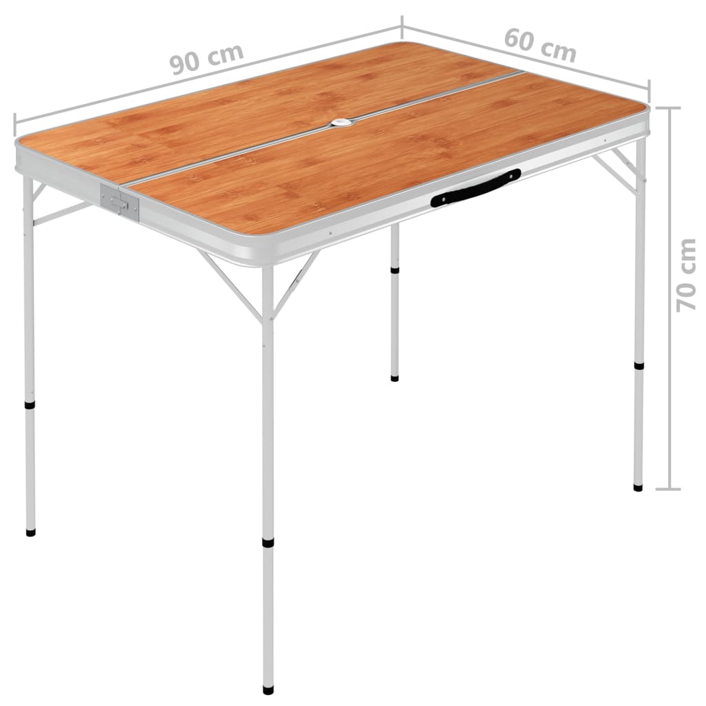 Sammenleggbart Campingbord Med 2 Benker Aluminium Brun