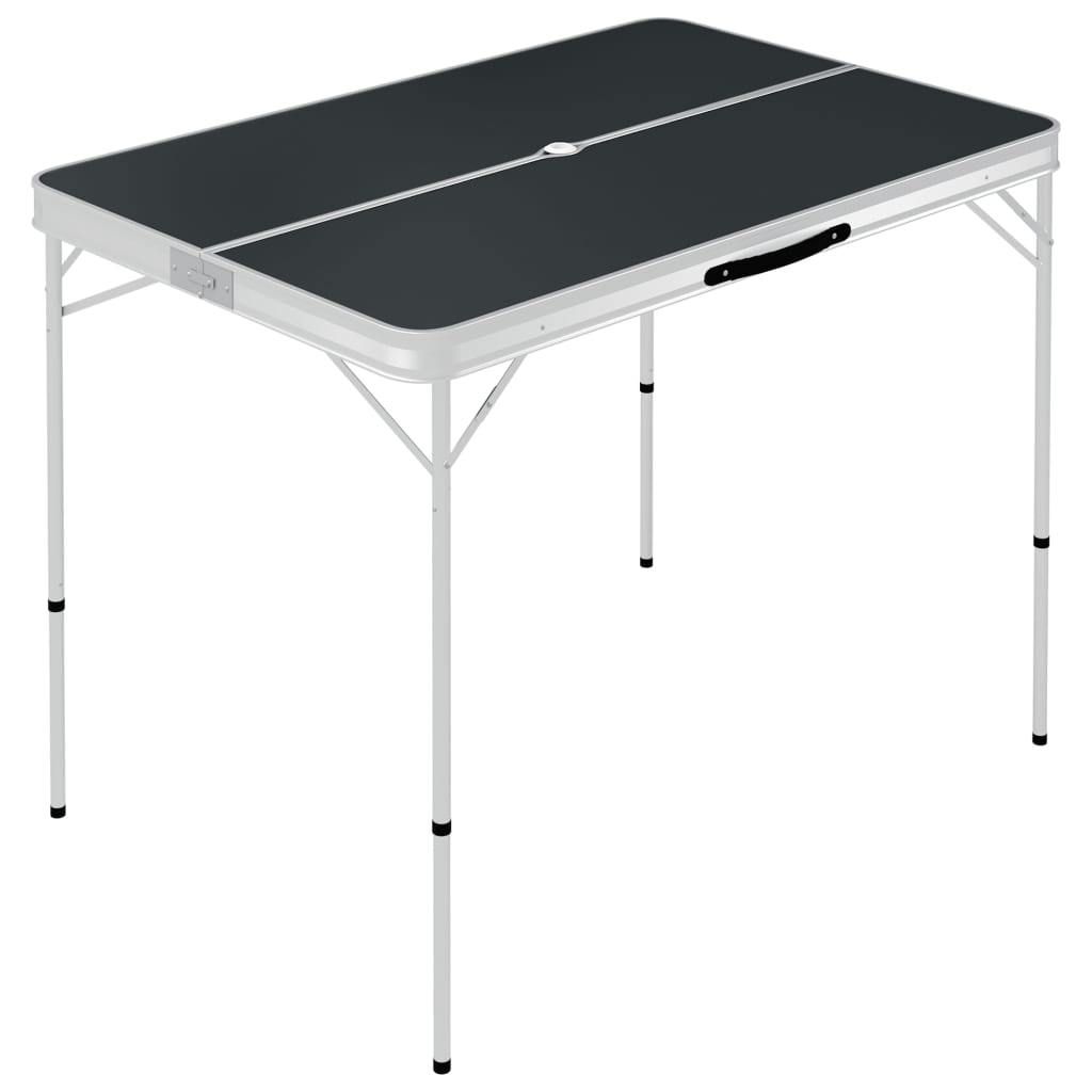 Sammenleggbart Campingbord Med 2 Benker Aluminium Grå