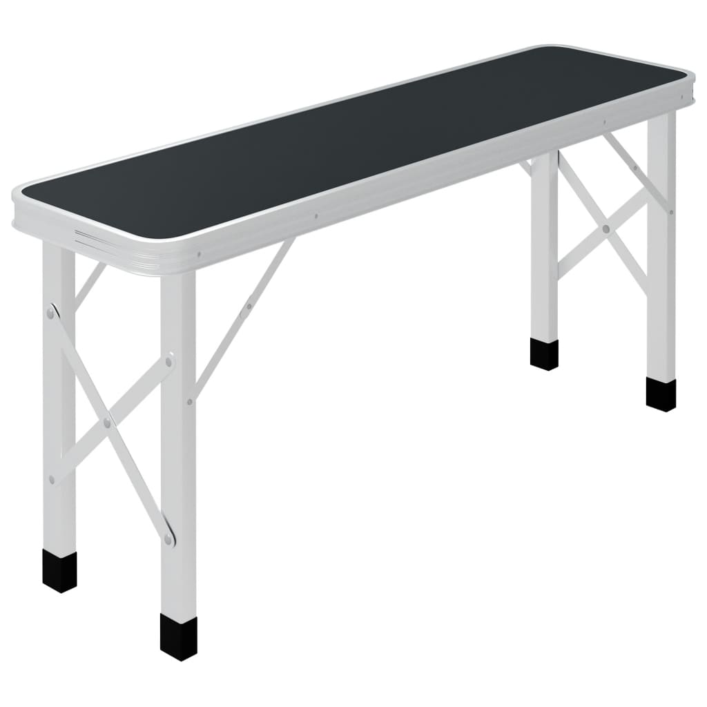 Sammenleggbart Campingbord Med 2 Benker Aluminium Grå