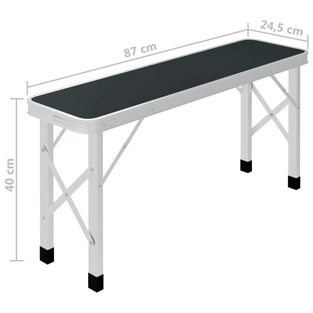 Sammenleggbart Campingbord Med 2 Benker Aluminium Grå