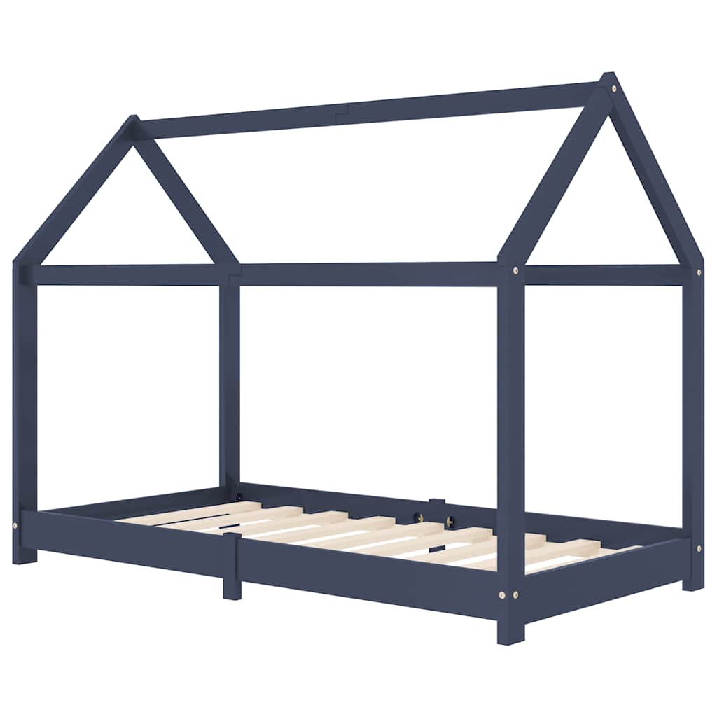 Sengeramme For Barn Heltre Furu Grå 70X140 Cm