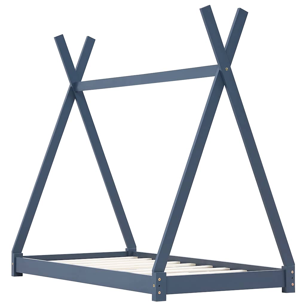 Sengeramme For Barn Heltre Furu Grå 80X160 Cm