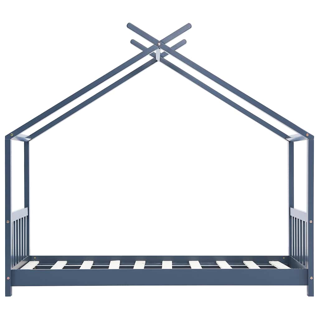 Sengeramme For Barn Heltre Furu Grå 80X160 Cm