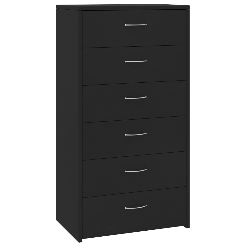 Skjenk Med 6 Skuffer Svart 50X34X96 Cm Konstruert Tre