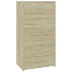 Skjenk Med 6 Skuffer Sonoma Eik 50X34X96 Cm Konstruert Tre