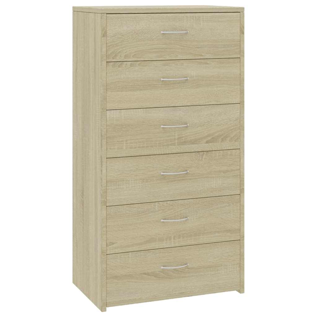 Skjenk Med 6 Skuffer Sonoma Eik 50X34X96 Cm Konstruert Tre