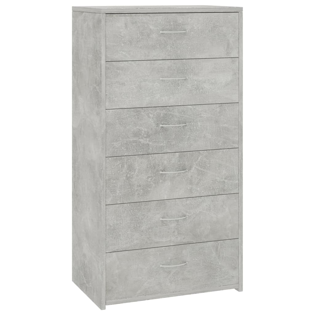 Skjenk Med 6 Skuffer Betonggrå 50X34X96 Cm Konstruert Tre