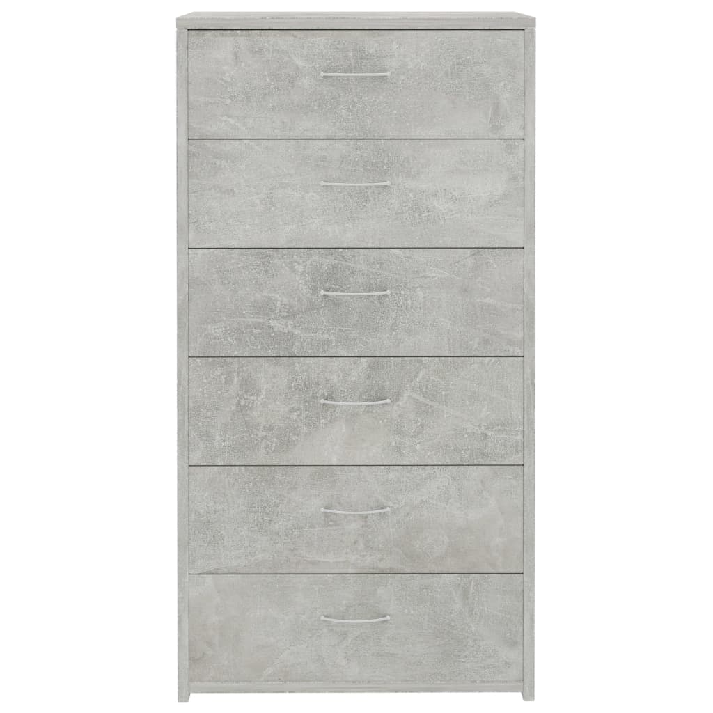 Skjenk Med 6 Skuffer Betonggrå 50X34X96 Cm Konstruert Tre