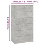 Skjenk Med 6 Skuffer Betonggrå 50X34X96 Cm Konstruert Tre