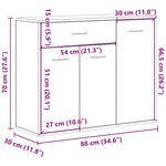Skjenk Hvit 88X30X70 Cm Konstruert Tre