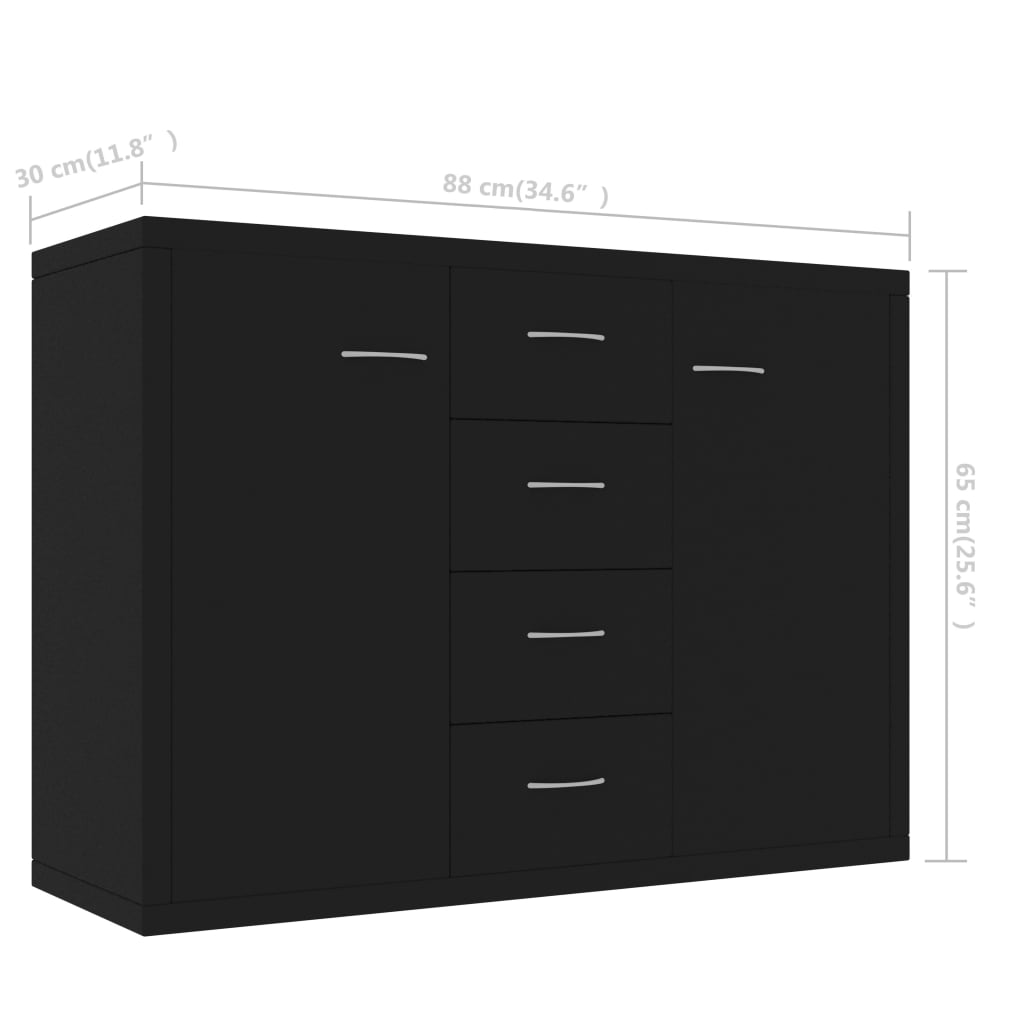 Skjenk Svart 88X30X65 Cm Konstruert Tre