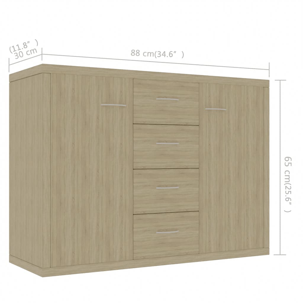 Skjenk Sonoma Eik 88X30X65 Cm Konstruert Tre