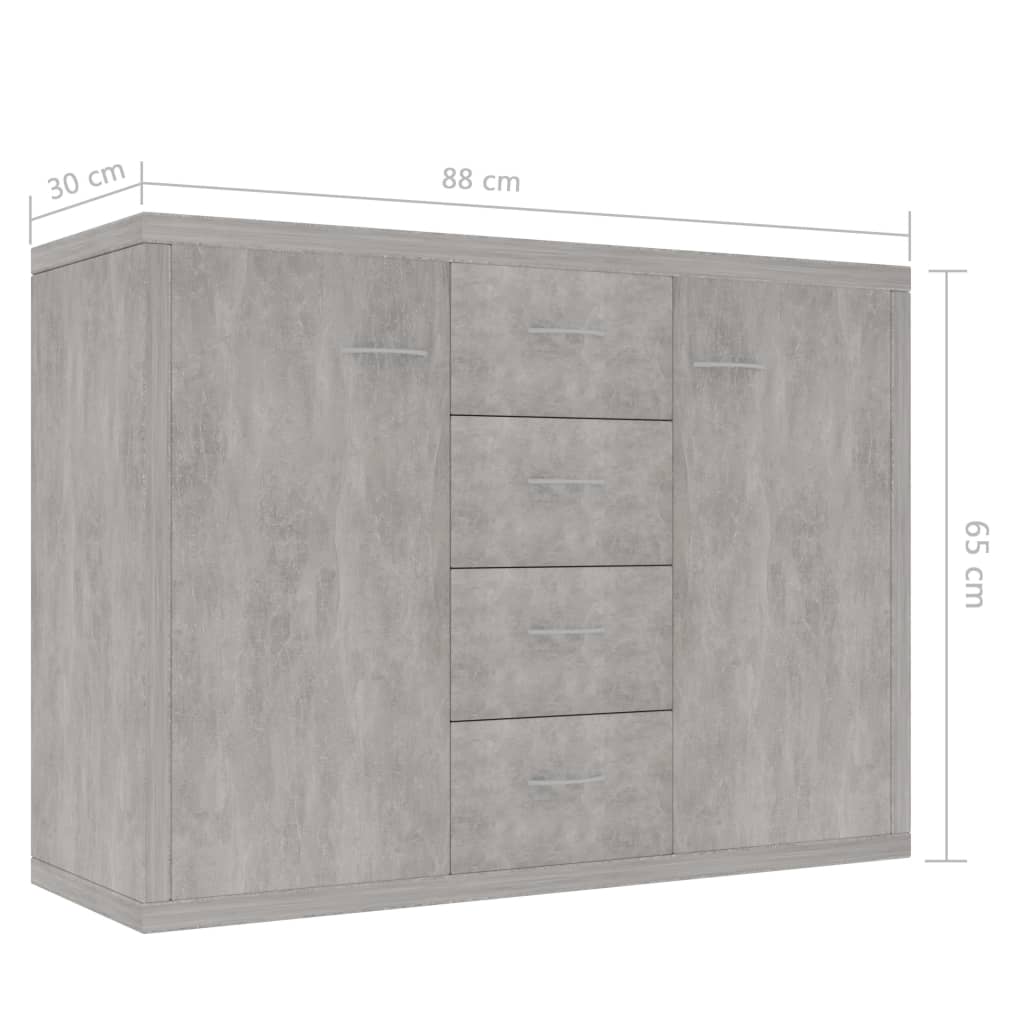 Skjenk Betonggrå 88X30X65 Cm Konstruert Tre