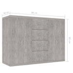 Skjenk Betonggrå 88X30X65 Cm Konstruert Tre