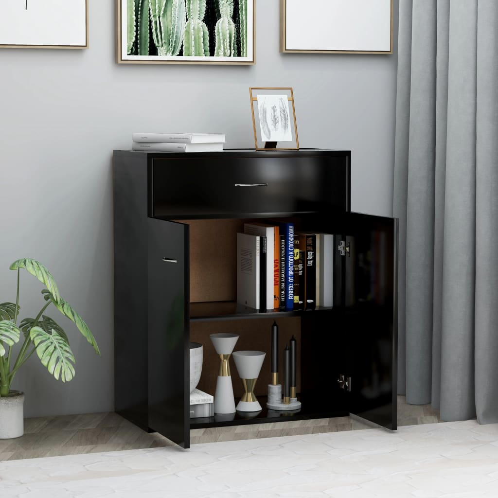 Skjenk Svart 60X30X75 Cm Konstruert Tre
