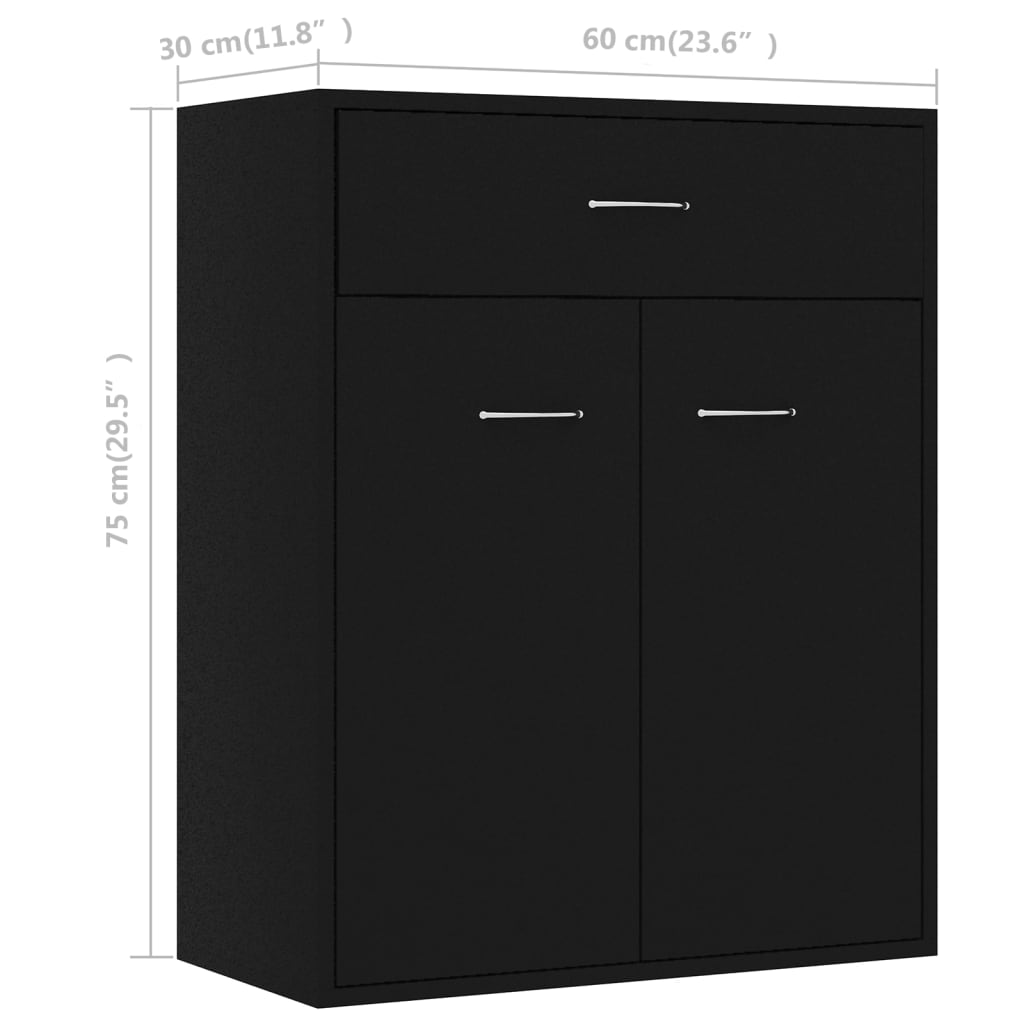 Skjenk Svart 60X30X75 Cm Konstruert Tre