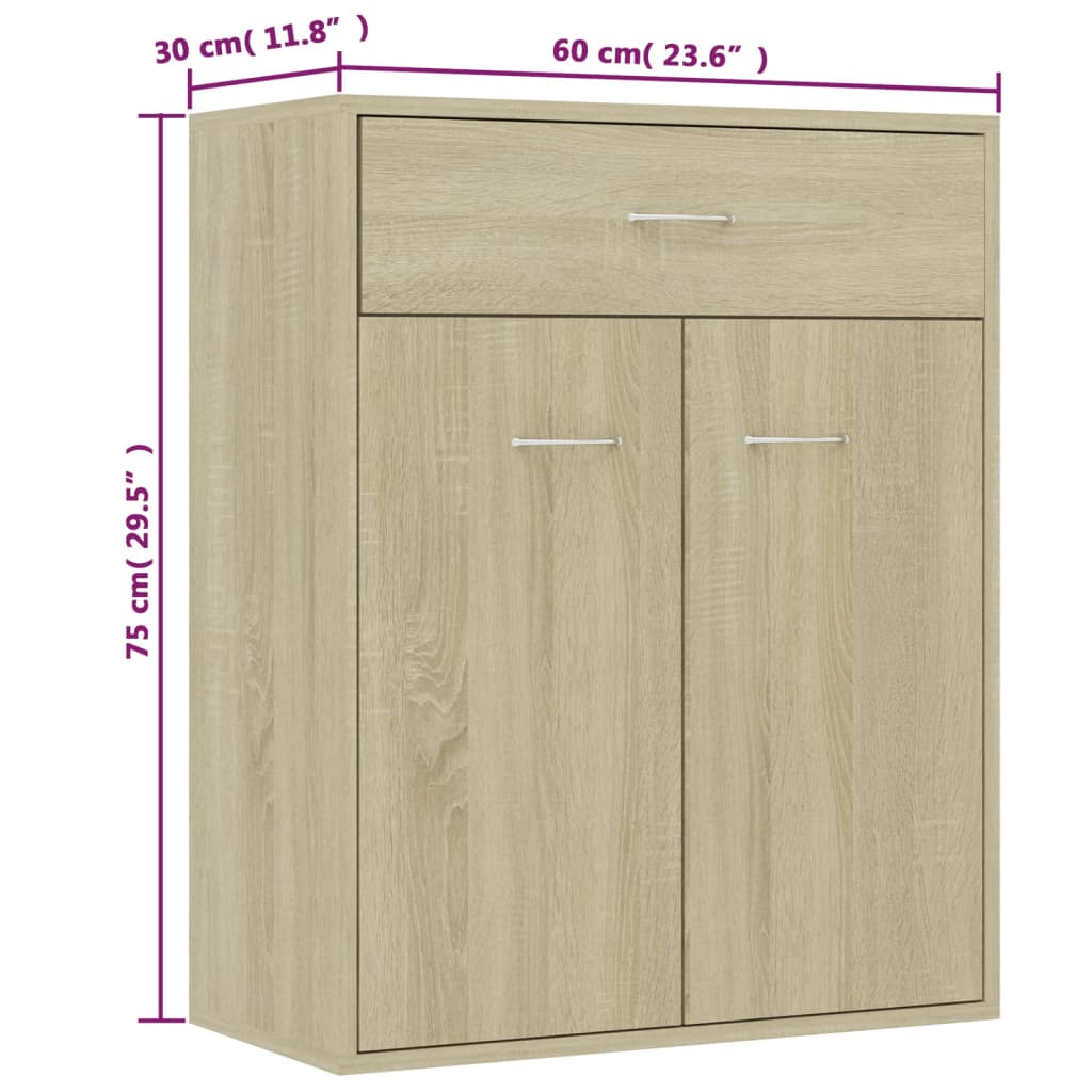 Skjenk Sonoma Eik 60X30X75 Cm Konstruert Tre