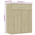 Skjenk Sonoma Eik 60X30X75 Cm Konstruert Tre