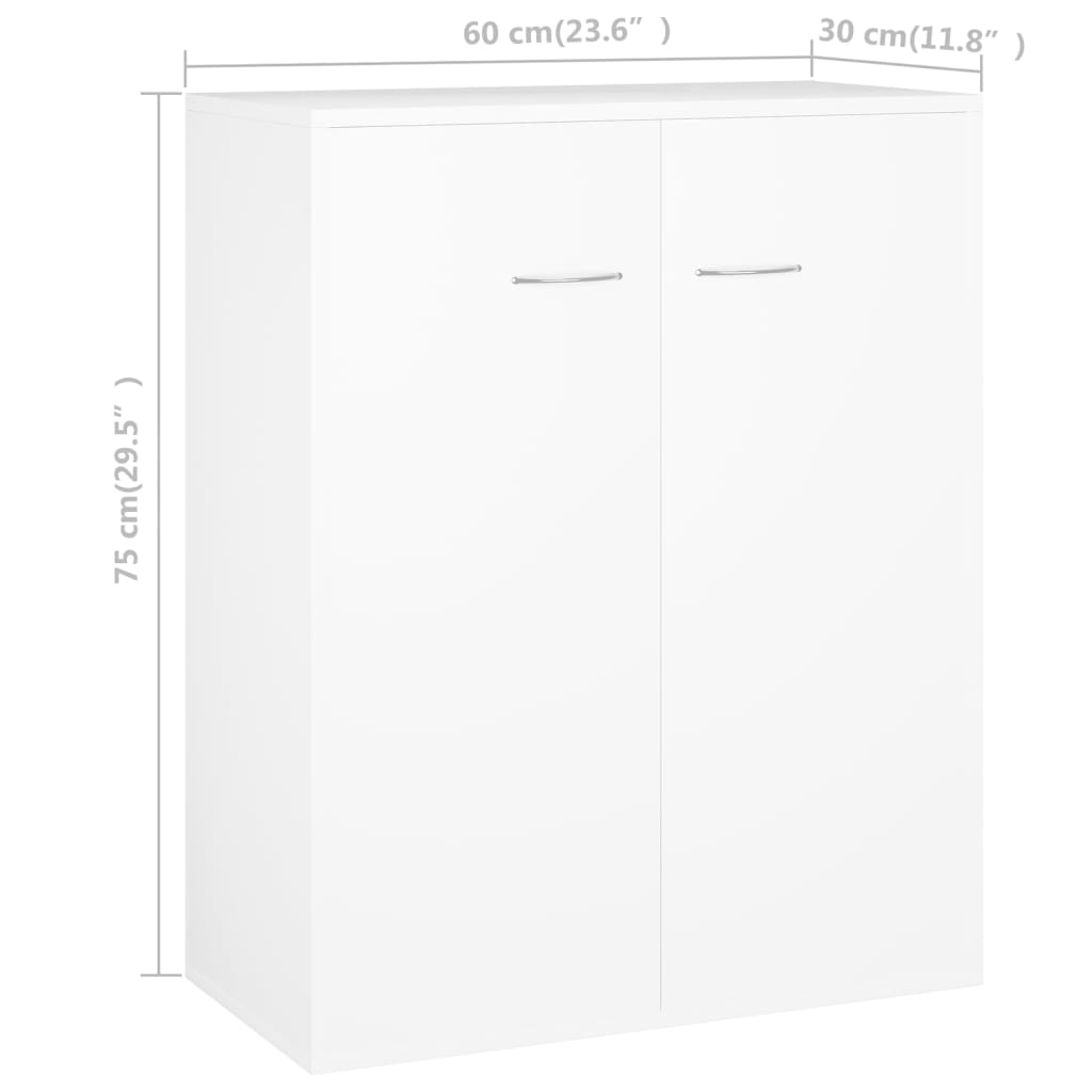 Skjenk Hvit 60X30X75 Cm Konstruert Tre