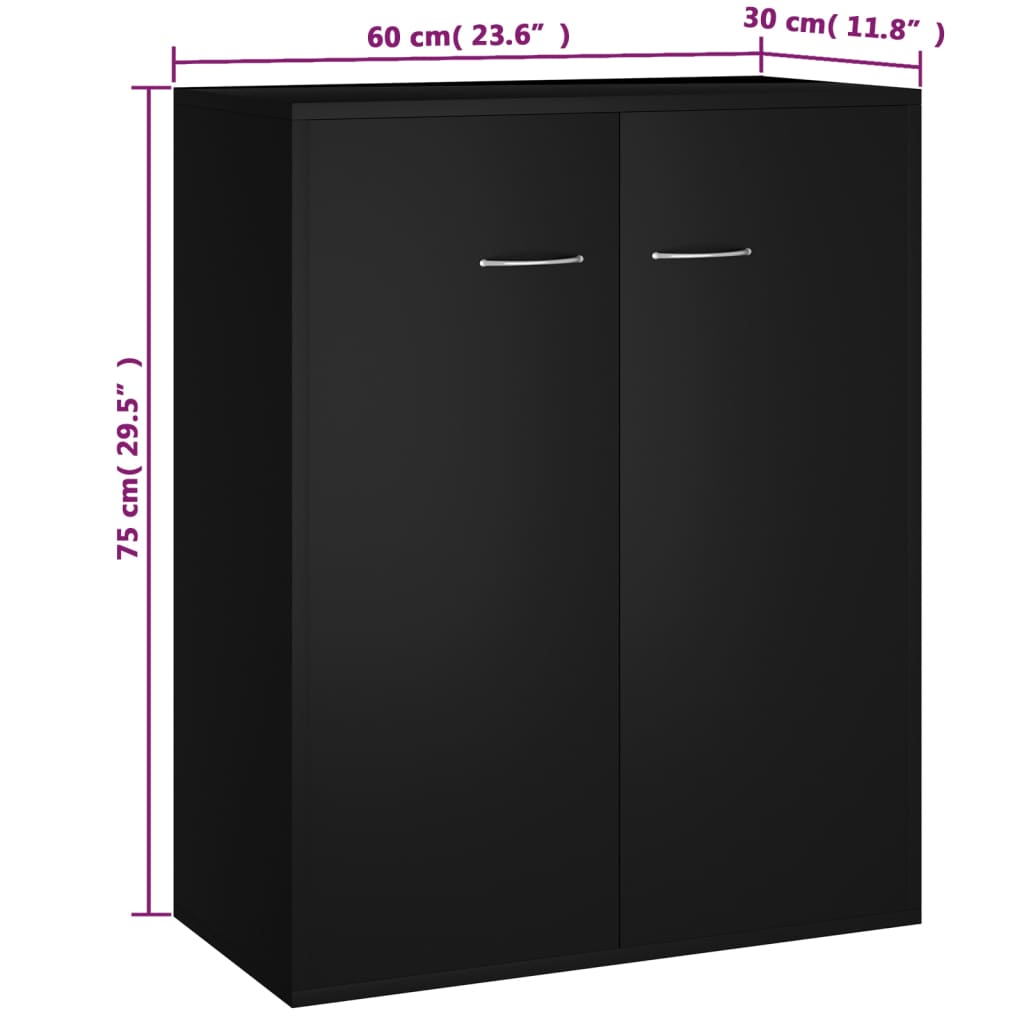 Skjenk Svart 60X30X75 Cm Konstruert Tre