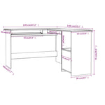 L-Formet Skrivebord Hvit 120X140X75 Cm Konstruert Tre