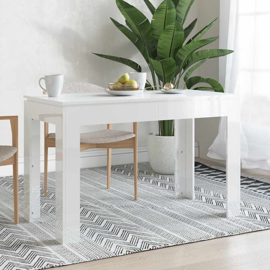 Spisebord Høyglans Hvit 120X60X76 Cm Konstruert Tre