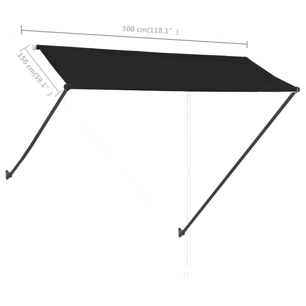 Uttrekkbar Markise Med Led 300X150 Cm Antrasitt