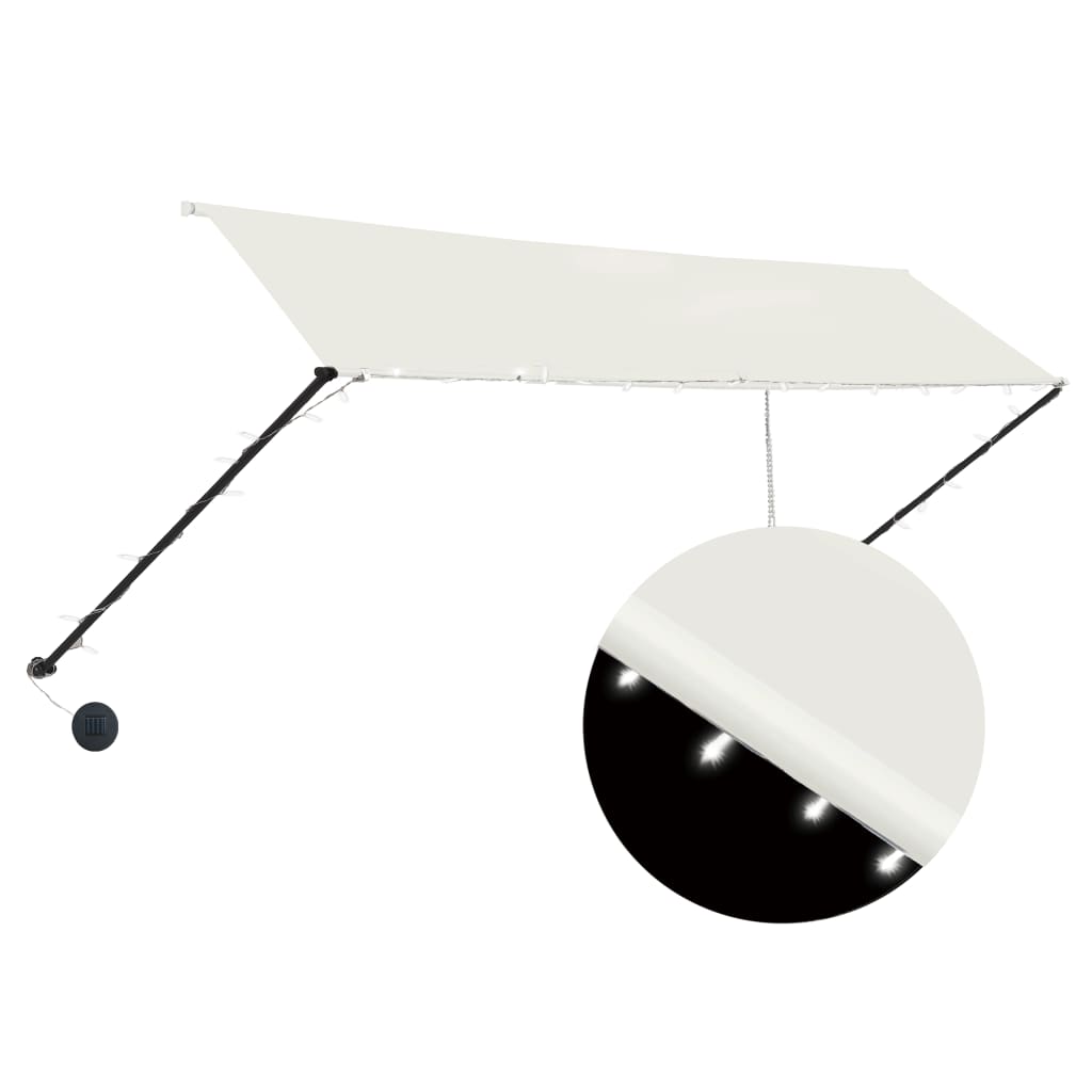 Uttrekkbar Markise Med Led 350X150 Cm Kremhvit