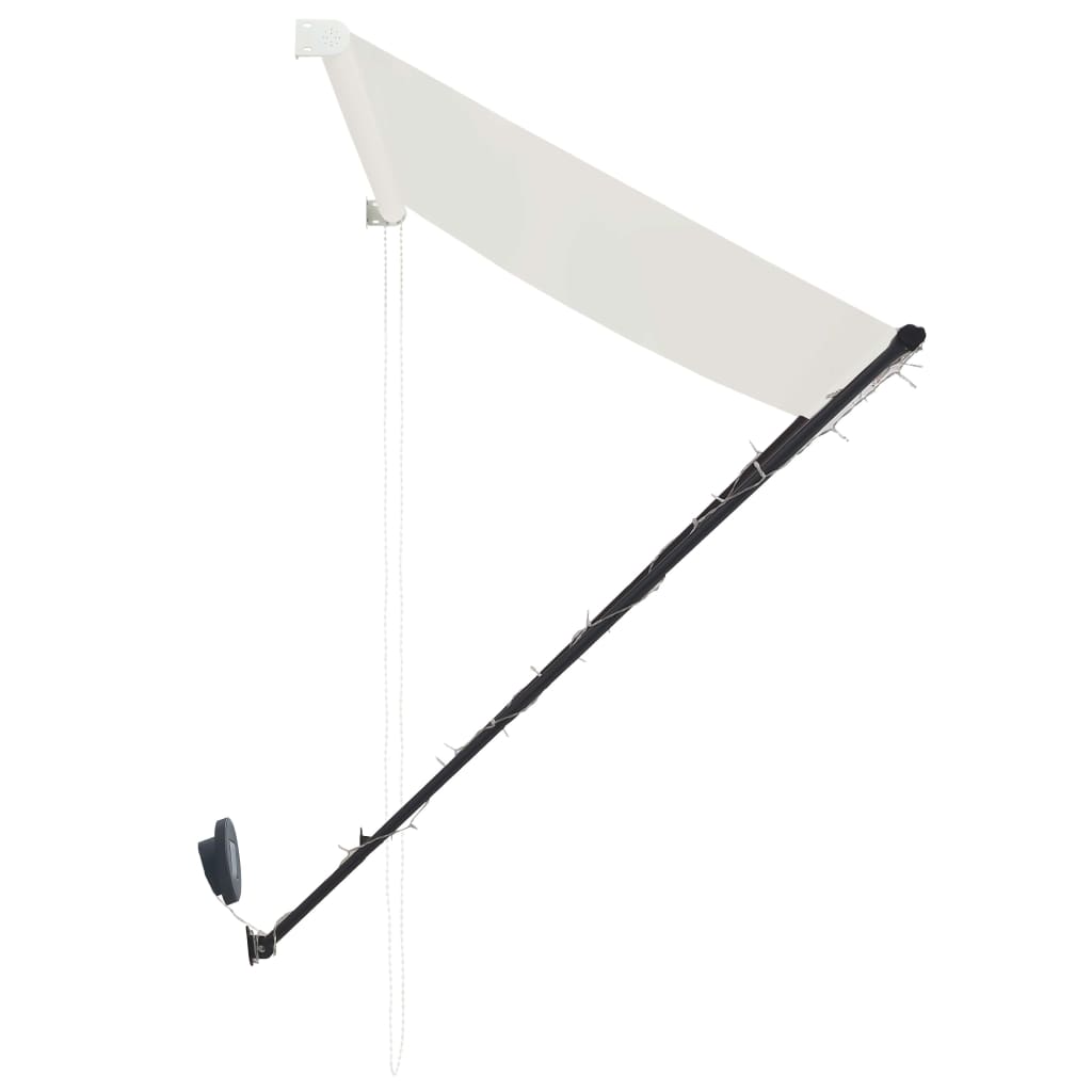 Uttrekkbar Markise Med Led 350X150 Cm Kremhvit