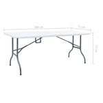 Sammenleggbart Hagebord Hvit 180X72X72 Cm Hdpe