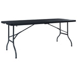 Sammenleggbart Hagebord Svart 180X75X72 Cm Hdpe Imitert Rotting
