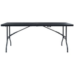 Sammenleggbart Hagebord Svart 180X75X72 Cm Hdpe Imitert Rotting