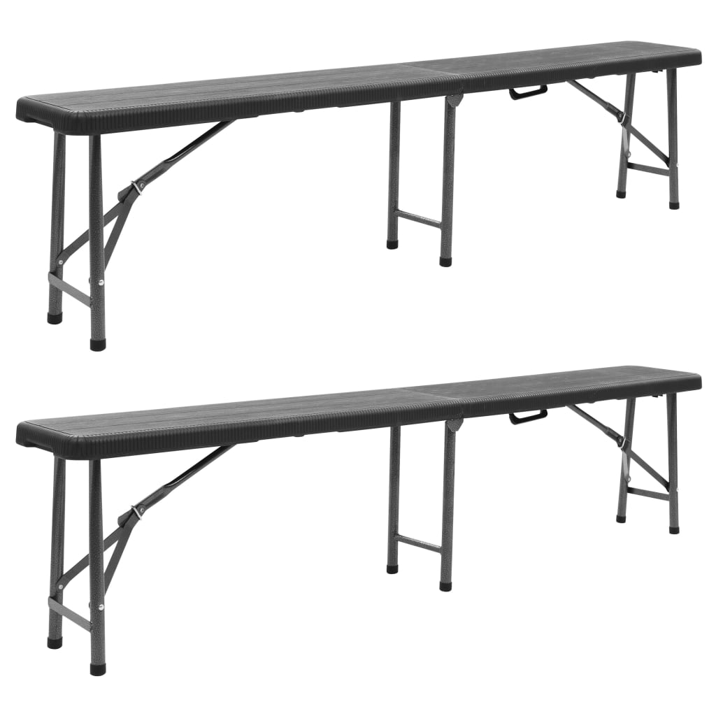 Sammenleggbare Hagebenker 2 Stk 180 Cm Hdpe Svart
