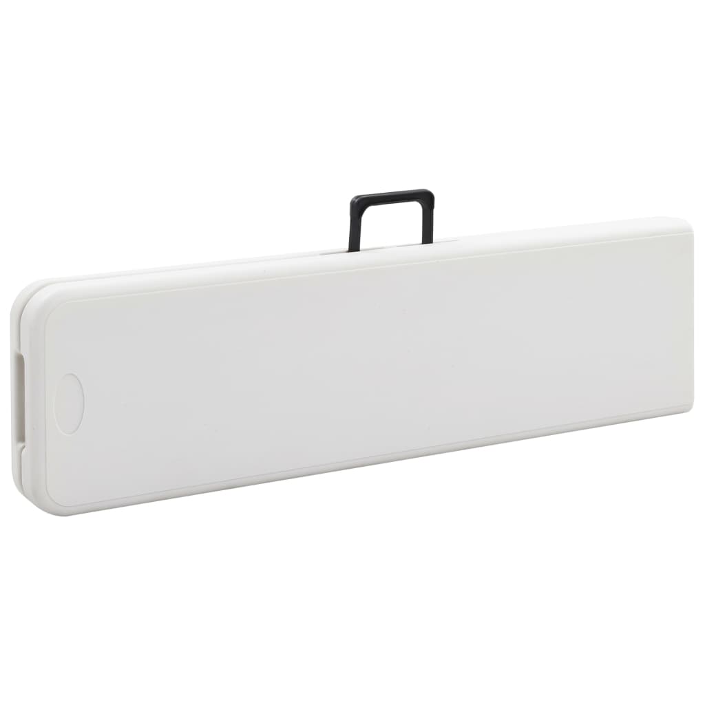 Sammenleggbart Hagebord Med 2 Benker 180 Cm Stål Og Hdpe Hvit