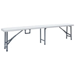 Sammenleggbart Hagebord Med 2 Benker 180 Cm Stål Og Hdpe Hvit