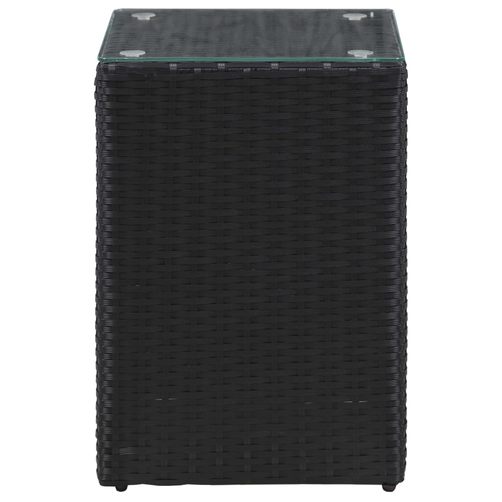 Sidebord 3 Stk Med Glass Topp Svart Polyrotting