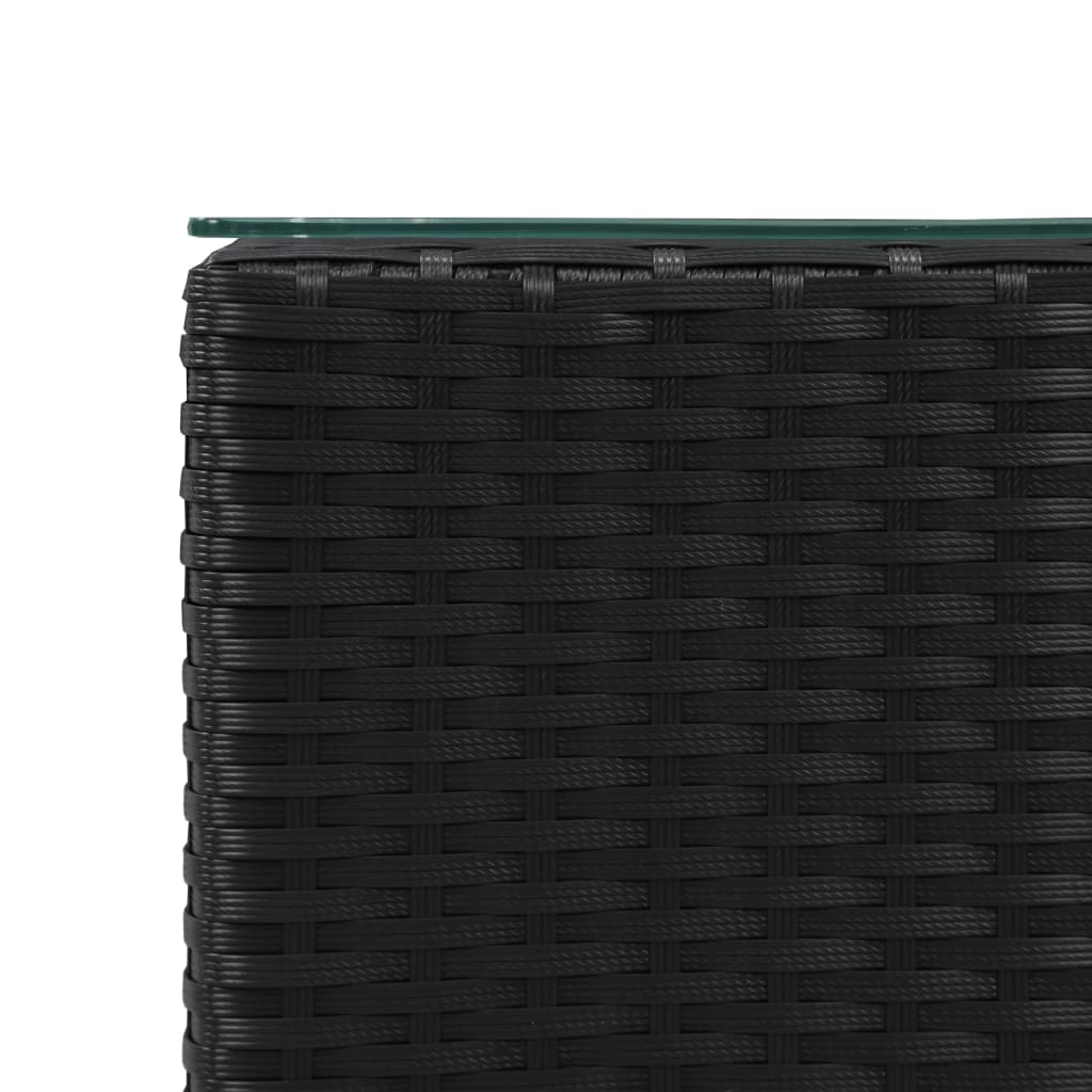 Sidebord 3 Stk Med Glass Topp Svart Polyrotting
