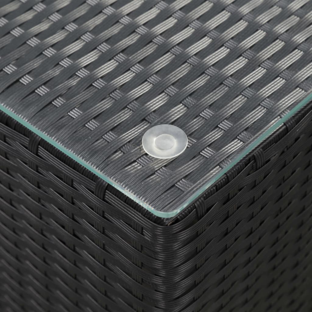 Sidebord 3 Stk Med Glass Topp Svart Polyrotting