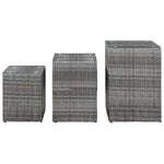 Sidebord 3 Stk Med Glass Topp Grå Polyrotting
