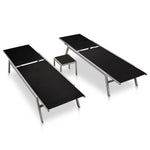 Solsenger 2 Stk Med Bord Stål Og Textilene Svart