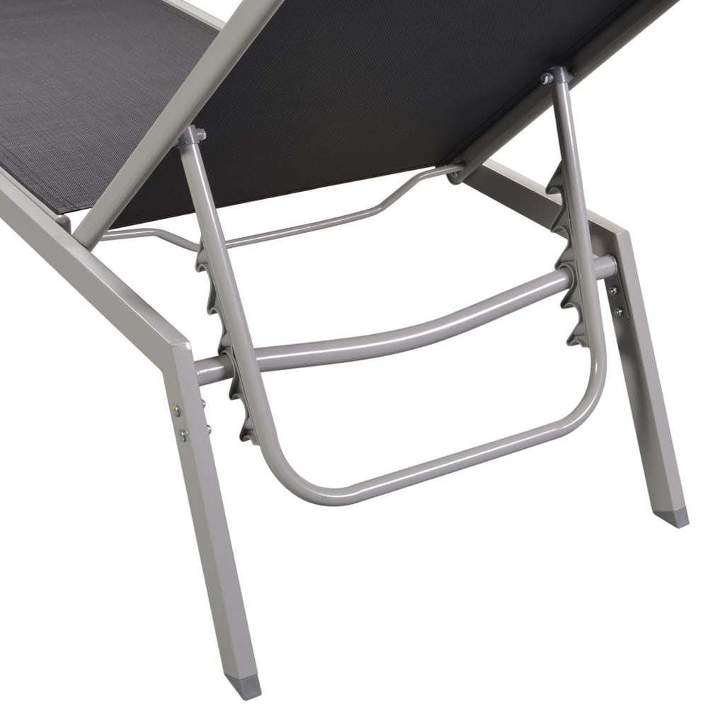 Solsenger 2 Stk Med Bord Stål Og Textilene Svart